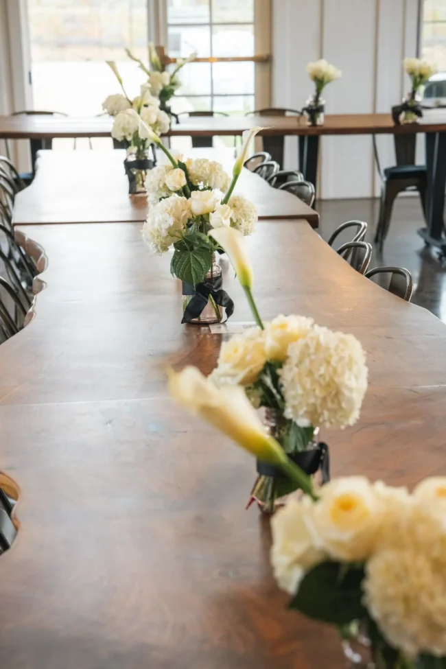Tables with centerpieces