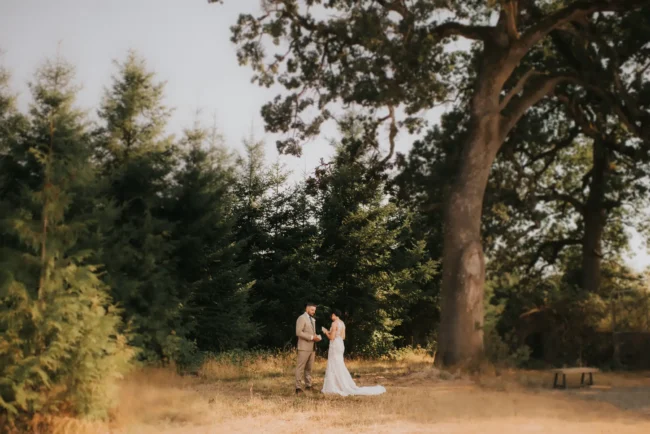 Bride and groom exchanging vows before the wedding