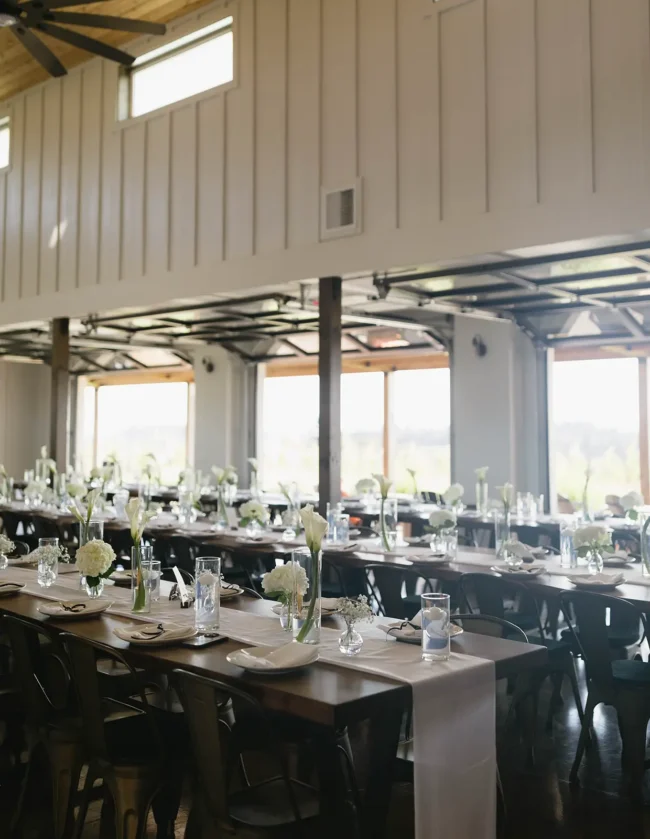 Indoor wedding reception tables